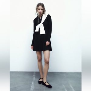 NWT Zara Polo Mini Dress in Black Size XL